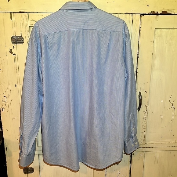 Izod Blue and White Striped Long Sleeve Button Down - Picture 6 of 10